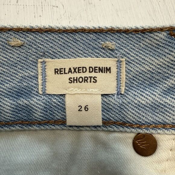 Madewell Relaxed Denim Cutoff Shorts in Cedarcroft Wash Size 26 Light Wash - Picture 9 of 14